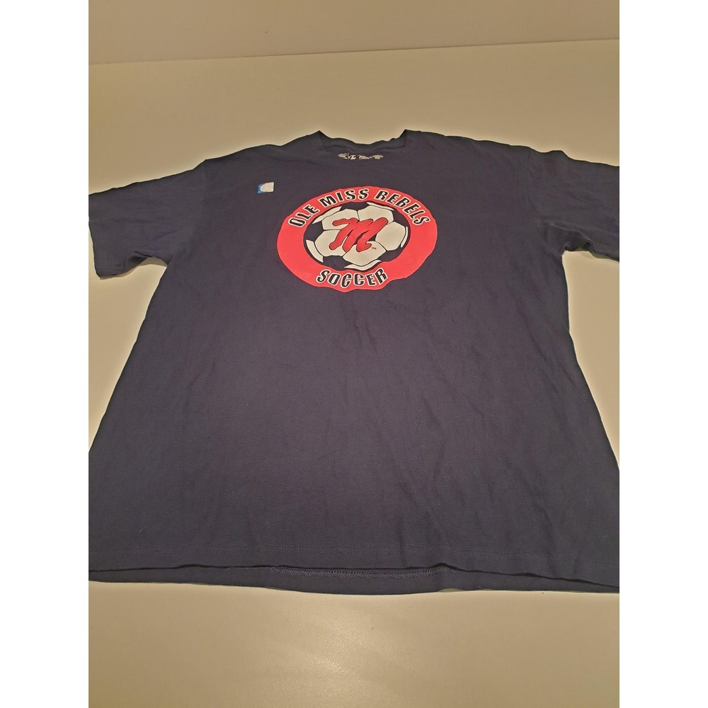 Ole Miss Rebels Shirt Mens XL Navy Blue NCAA Soccer Graphic Tee Cotton Crewneck